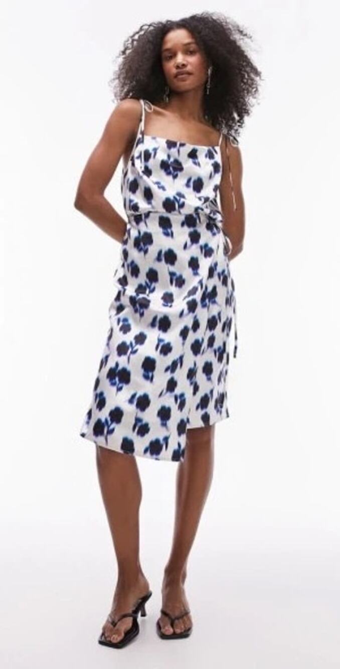 Topshop Wrap Skirt Slipdress in Mid Blue, Size 6 :)